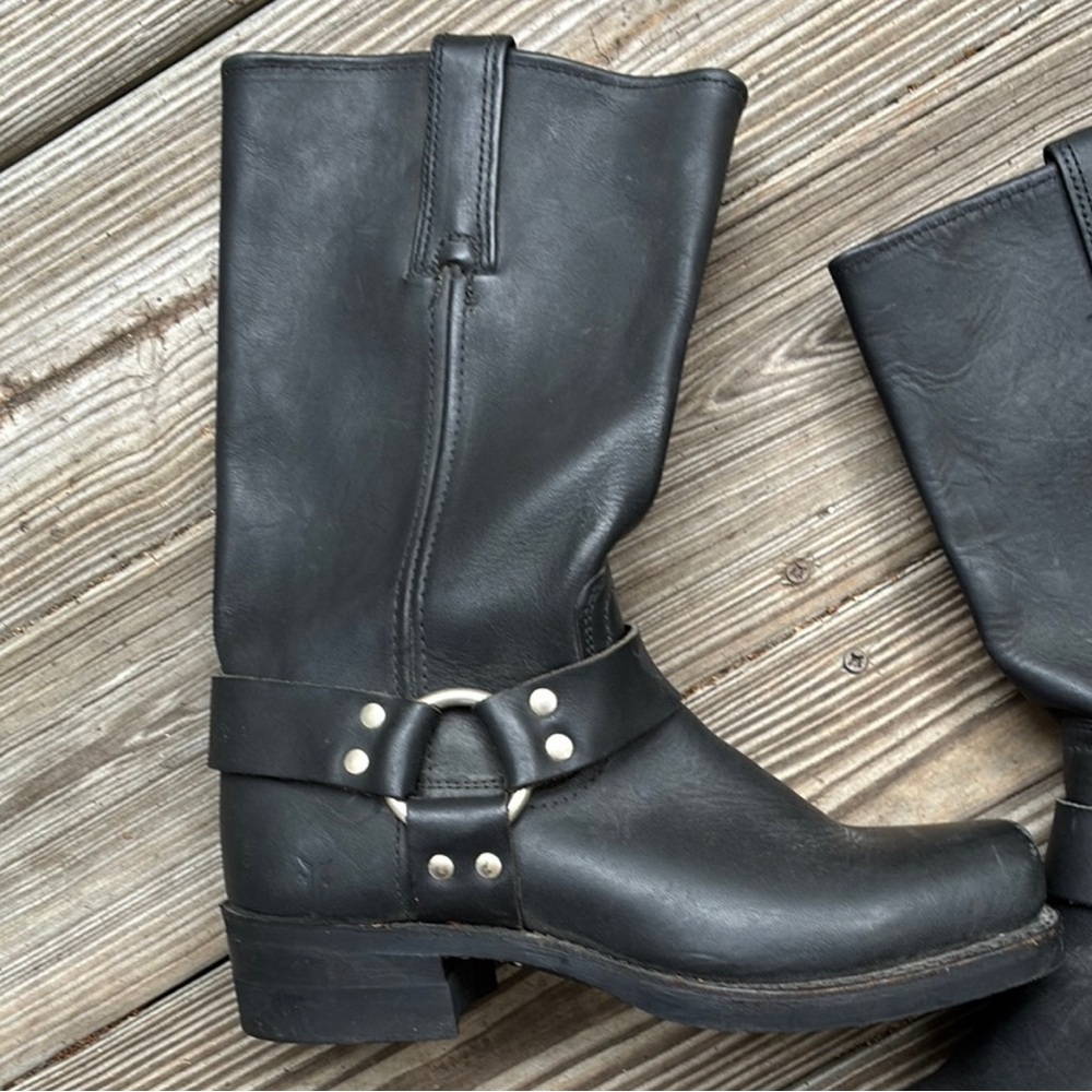 Frye Black Leather Combat Boots